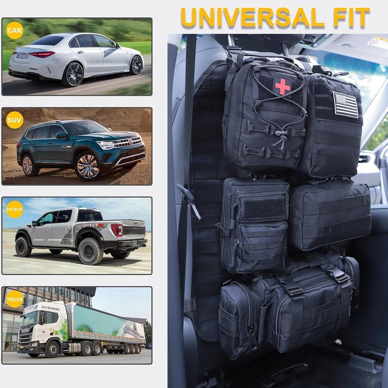 Jimikay Universal Tactical Seat ​Back Organizer Vehicle Molle Panel Organizer Storage Bag with 5 Detachable Molle Pouch for All Vehicel Such as Jeep,Truck,SUV, Car, Ford,Chevy etc - Image 3
